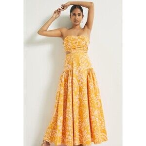 Anthropologie Mon Renn Maxi Dress Monarch Preppy Boho Summer Vacay Cotton Sz L